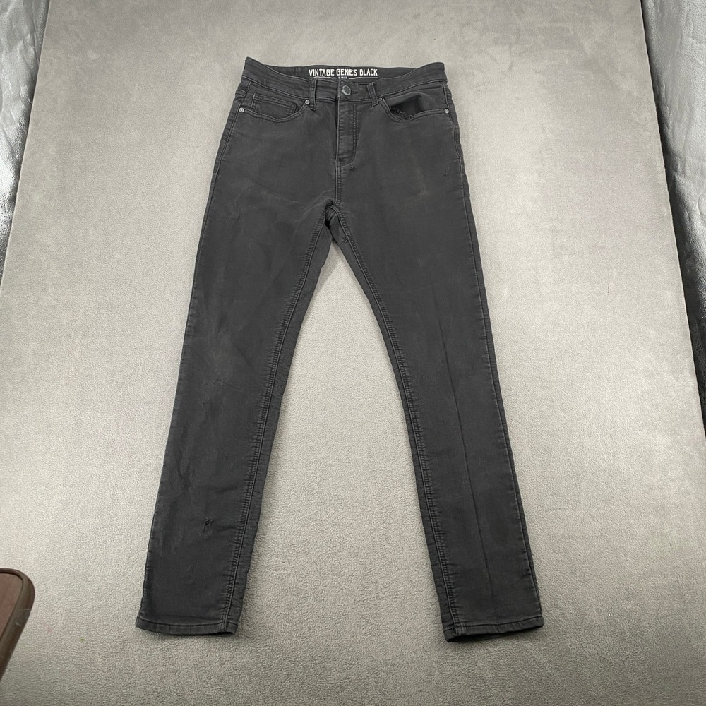 Vintage Genes Black Slim Fit Jeans Mens 32x32 Faded Black Stretch Denim 7553